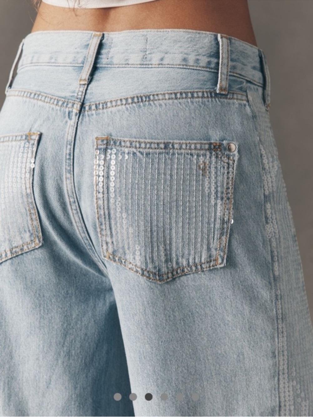 Anthropologie Pilcro Sequin Skater High Rise Wide Leg Jeans Sparkle Sz 27 NEW - Picture 2 of 15